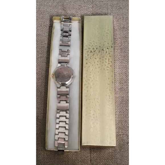 Charles Delon Two Tone Silver Gold Quartz Watch Black Dial Japan Movement NWOT - Picture 3 of 4